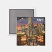 ミュンヘンMarienplatzドイツのクリスマスマーケット マグネット (正面/裏面)