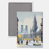 ミュンヘンMarienplatzドイツ花 マグネット (正面/裏面)