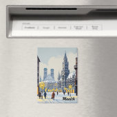 ミュンヘンMarienplatzドイツ花 マグネット (インサイチュ (食洗機))