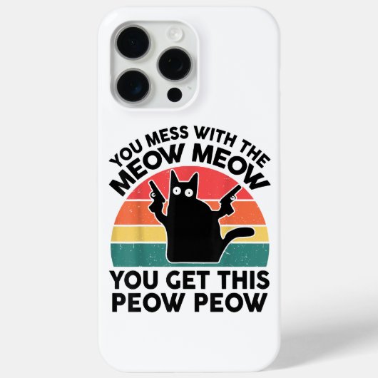 ミューおもしろいシャツの黒猫に銃を持ってメイ！ Case-Mate iPhoneケース (裏面)