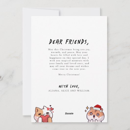 ミューで明るい可愛い猫のクリスマスグリーティング シーズンカード (裏面)