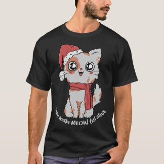 ミューを生感じきのクリスマス猫サンタハットにする Tシャツ