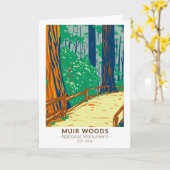 ミューアウッズ国立記念碑カリフォルニアヴィンテージ カード (黄色い花)