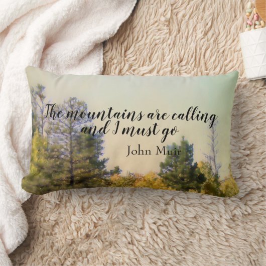 ミューア引用文山は松の木を呼んでいる ランバークッション (ブランケット)