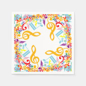 ミューカラフルラー付き音楽ノート スタンダードカクテルナプキン (正面)