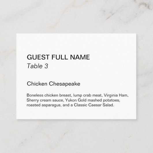 ミュージアムスタイルプラカードフラット座席表 プレイスカード (裏面)