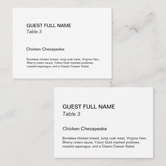 ミュージアムスタイルプラカードフラット座席表 プレイスカード (正面/裏面)