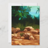 ミュージアムパーティー恐竜の骨ミステリーケーブ誕生日 招待状 (裏面)