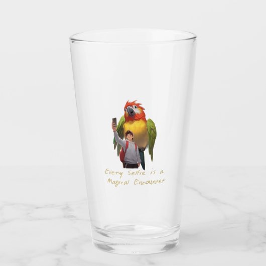ミュージアムモーメント – 巨大なオウムの自撮り タンブラーグラス (正面)