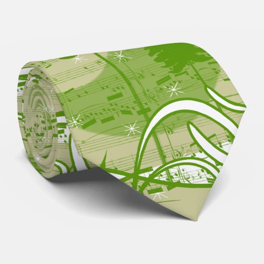 ミュージカルお洒落ノート緑の木の渦 ネクタイ (ロール)