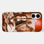 ミュージカルの茶色セピア宝珠付き猫 Case-Mate iPhoneケース (裏面 (横))