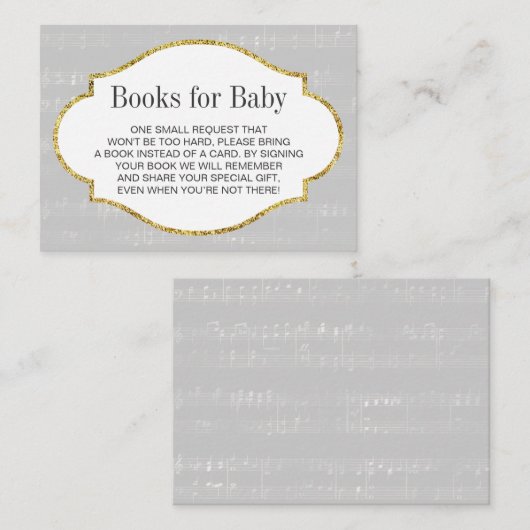 ミュージカルの赤ちゃんシャワーで本を挿入 エンクロージャーカード (正面/裏面)
