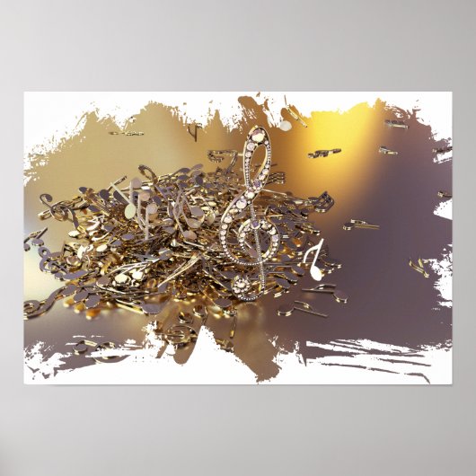 ミュージカルの高音クレフ、 音符記号と落下ノート ポスター (正面)