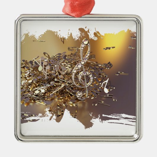 ミュージカルの高音クレフ、 音符記号と落下ノート メタルオーナメント (正面)