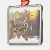 ミュージカルの高音クレフ、 音符記号と落下ノート メタルオーナメント (左)