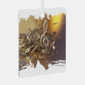 ミュージカルの高音クレフ、 音符記号と落下ノート メタルオーナメント (正面右)