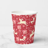 ミュージカルの鳥とトナカイの赤いクリスマスカップ 紙コップ (裏面)