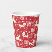 ミュージカルの鳥とトナカイの赤いクリスマスカップ 紙コップ (正面)