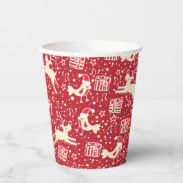 ミュージカルの鳥とトナカイの赤いクリスマスカップ 紙コップ