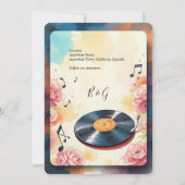 ミュージカルよくはしゃぐフローラ結婚式の日付を保存 招待状 (裏面)