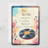 ミュージカルよくはしゃぐフローラ結婚式の日付を保存 招待状 (正面)