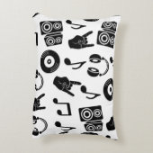 ミュージカルアクセサリ:モノクロヴィンテージパターン。 アクセントクッション (裏面(縦))