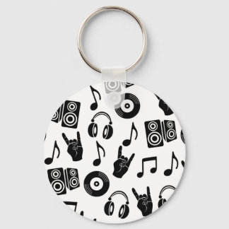 ミュージカルアクセサリ:モノクロヴィンテージパターン。 キーホルダー