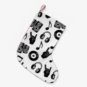 ミュージカルアクセサリ:モノクロヴィンテージパターン。 スモールクリスマスストッキング (正面 (吊り時))