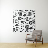 ミュージカルアクセサリ:モノクロヴィンテージパターン。 タペストリー (インサイチュ(横))