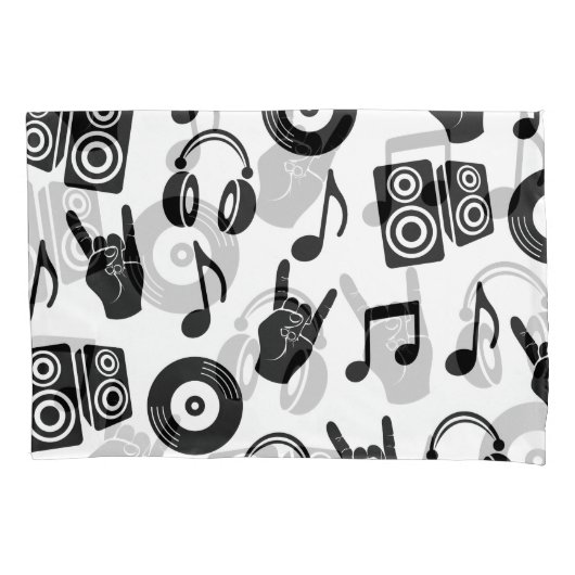 ミュージカルアクセサリ:モノクロヴィンテージパターン。 枕カバー (正面)