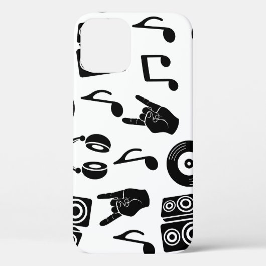 ミュージカルアクセサリ:モノクロヴィンテージパターン。 Case-Mate iPhoneケース (裏面)