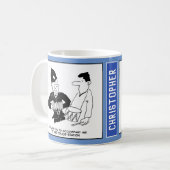 ミュージカルアコーディオンで警察官。おもしろい コーヒーマグカップ (正面左)