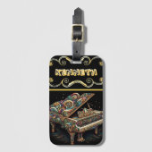 ミュージカルアーティストオン洗練されたブラック ラゲッジタグ (正面縦)