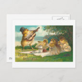 ミュージカルイースターかわいいヴィンテージの挨拶 シーズンポストカード (正面/裏面)