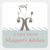 ミュージカルウインク料理人の食べ物ギフトラベルシール スクエアシール (正面)