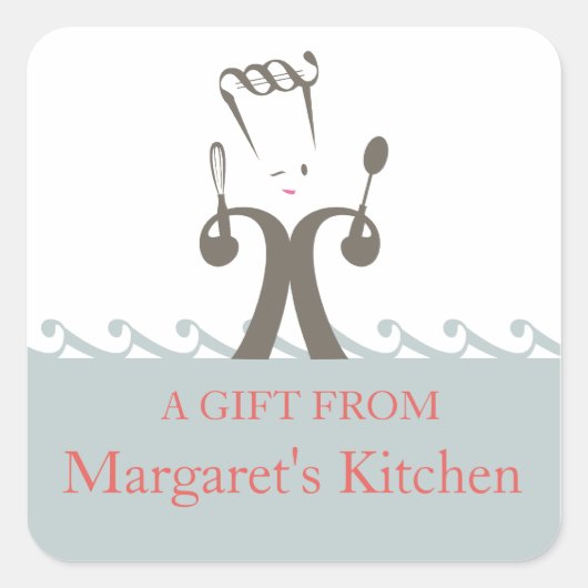 ミュージカルウインク料理人の食べ物ギフトラベルシール スクエアシール (正面)