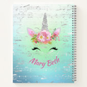 ミュージカルウニコーンホーンとまつげ付き花 ノートブック (裏面)