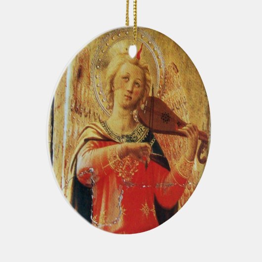 ミュージカルエンジェルインレッドと金ゴールドルビージェムストーン セラミックオーナメント (右)