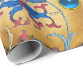 ミュージカルエンジェルズパーチメント、赤い青の花、宝石 ラッピングペーパー (ロールコーナー)