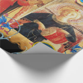 ミュージカルエンジェルズパーチメント、赤い青の花、宝石 ラッピングペーパー (角)