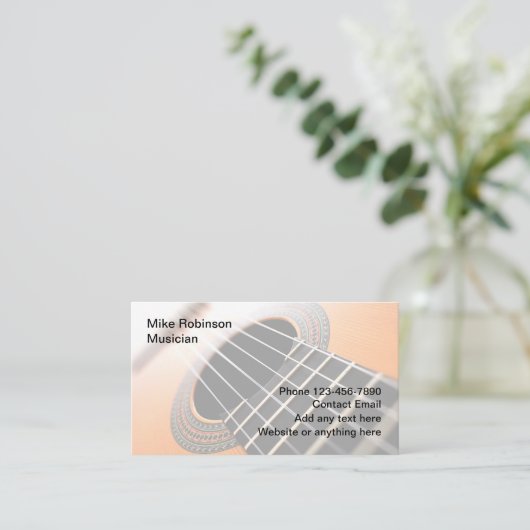 ミュージカルエンターテイナーギタービジネスカード 名刺 (スタンド正面)