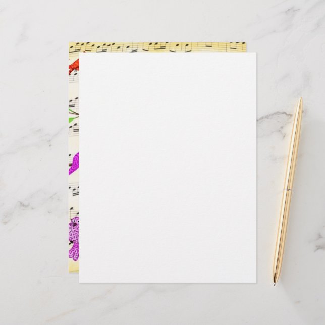 ミュージカルカラフルバーズレターヘッド春 レターヘッド (正面/裏面インサイチュ)