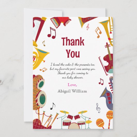 ミュージカルカラフルベビーシャワーサンキューカード サンキューカード (正面)