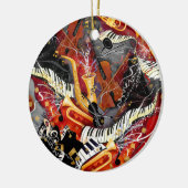 ミュージカルカラフル楽器、サックス、トランペット、ジュレエス セラミックオーナメント (左)