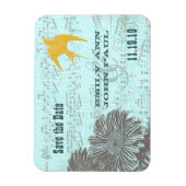 ミュージカルガーベラデイジー金ゴールドラブバード日付を保存 マグネット (縦)