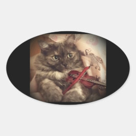 ミュージカルキャットステッカー(OVAL) by RoseWrites 楕円形シール