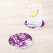 ミュージカルキャット、ピンク明るい赤紫色ホワイト コースター (側面)