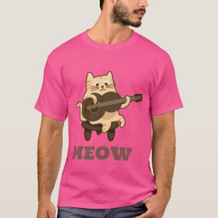 ミュージカルキャッ遊トギターミューおもしろい子猫愛好家 Tシャツ
