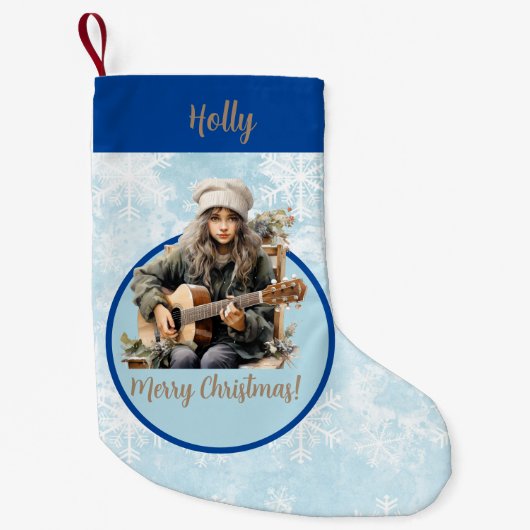 ミュージカルギターガールクリスマスストッキング スモールクリスマスストッキング (正面)
