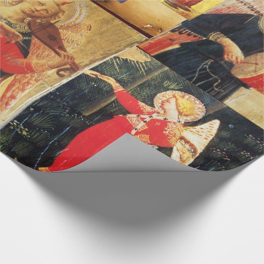 ミュージカルクリスマスエンジェルと子供付きマドンナ ラッピングペーパー (角)